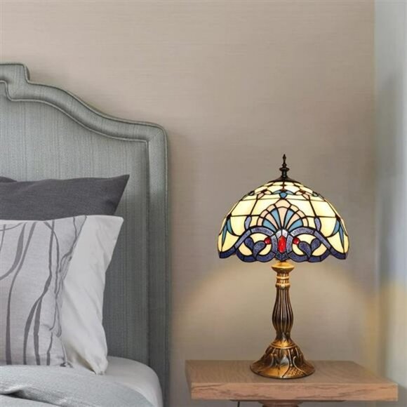 Table Lamp White Glass W12*H19 Inch Living Room Bedroom LED Buble - Picture 5 of 6